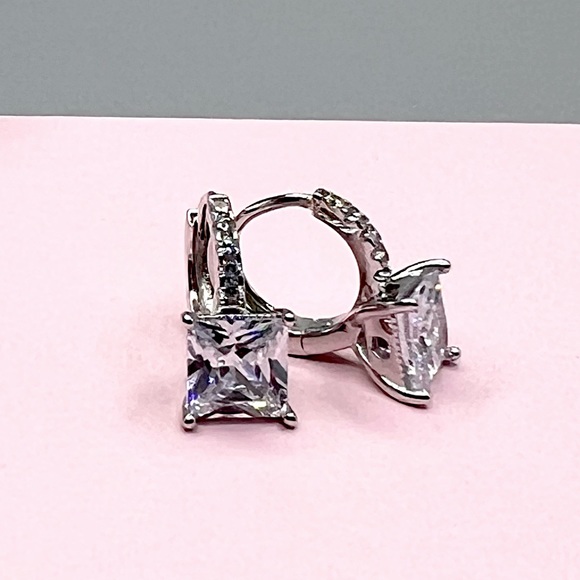 Sterling Silver Cz Huggie Earrings - Picture 14 of 17